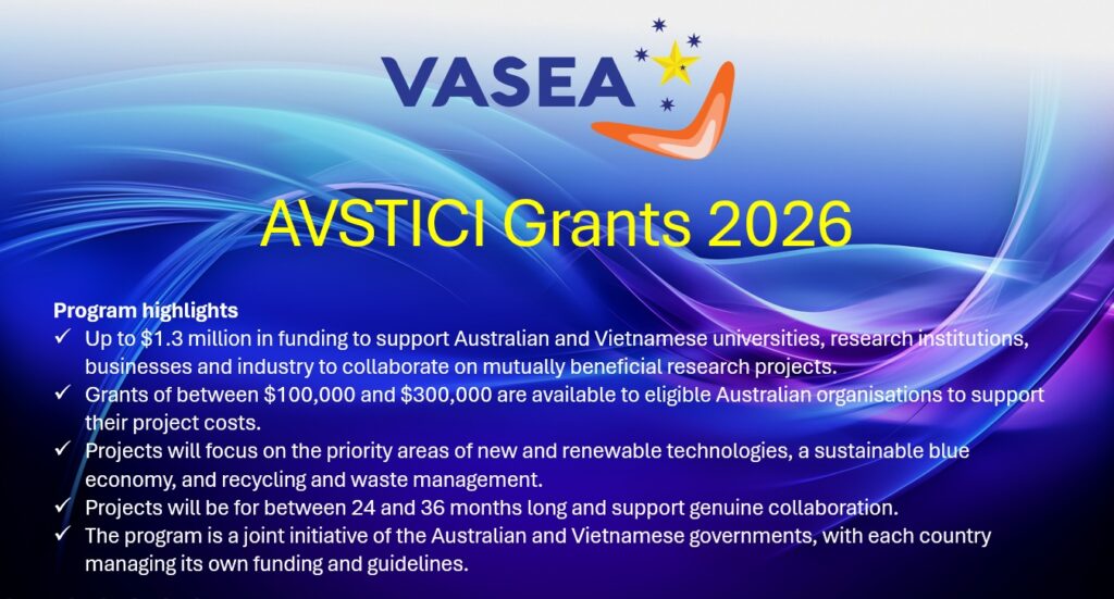 AUSTRALIA – VIETNAM SCIENCE, TECHNOLOGY AND INNOVATION COOPERATION INITIATIVE (AVSTICI) GRANTS 2026 NOW OPEN
